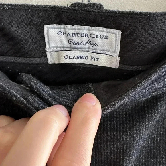 Charter Club Classic Fit Grey Checked Wool Blend Trousers, Size 10 - Picture 8 of 16